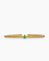 Classic Cablespira® Station Bracelet in 18K Yellow Gold with Pavé Emeralds, 3mm