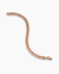 Curb Chain Bracelet in 18K Rose Gold with Diamonds, 7mm