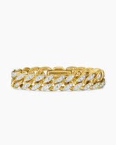 Curb Chain Bracelet in 18K Yellow Gold with Diamonds, 11.5mm