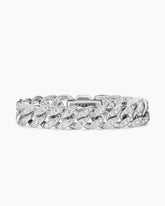 Curb Chain Bracelet in Platinum with Diamonds, 11.5mm