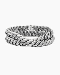 Sculpted Cable Double Wrap Bracelet in Sterling Silver, 8.5mm