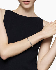 Cable Bracelet in Sterling Silver with 18K Yellow Gold and Diamonds, 5mm