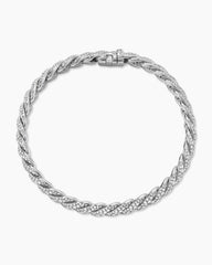 Sculpted Cable Bracelet in Sterling Silver with Diamonds, 8.5mm