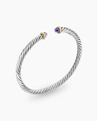 Cable Flex® Bracelet in Sterling Silver with 14K Yellow Gold and Amethyst, 4mm