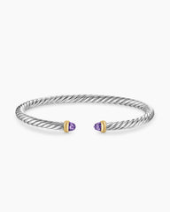 Cable Flex® Bracelet in Sterling Silver with 14K Yellow Gold and Amethyst, 4mm