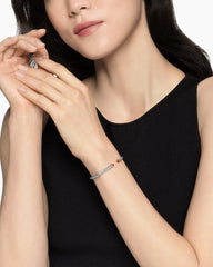 Cable Flex® Bracelet in Sterling Silver with 14K Yellow Gold and Rhodolite Garnet, 4mm