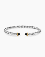 Cable Flex® Bracelet in Sterling Silver with 14K Yellow Gold and Black Onyx, 4mm
