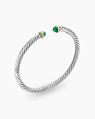 Cable Flex® Bracelet in Sterling Silver with 14K Yellow Gold and Green Onyx, 4mm