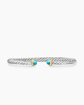 Cable Flex® Bracelet in Sterling Silver with 14K Yellow Gold and Turquoise, 4mm