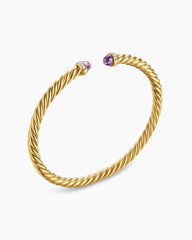 Cablespira® Flex Bracelet in 18K Yellow Gold with Amethyst and Diamonds, 4mm