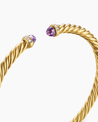 Cablespira® Flex Bracelet in 18K Yellow Gold with Amethyst and Diamonds, 4mm