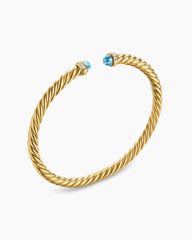 Cablespira® Flex Bracelet in 18K Yellow Gold with Blue Topaz and Diamonds, 4mm