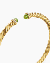 Cablespira® Flex Bracelet in 18K Yellow Gold with Peridot and Diamonds, 4mm