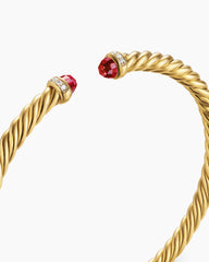 Cablespira® Flex Bracelet in 18K Yellow Gold with Rhodolite Garnet and Diamonds, 4mm