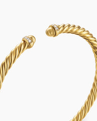 Cablespira® Flex Bracelet in 18K Yellow Gold with Gold Domes and Diamonds, 4mm