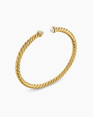 Cablespira® Flex Bracelet in 18K Yellow Gold with Pearls and Diamonds, 4mm