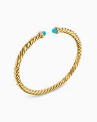 Cablespira® Flex Bracelet in 18K Yellow Gold with Turquoise and Diamonds, 4mm