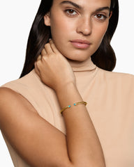 Cablespira® Flex Bracelet in 18K Yellow Gold with Turquoise and Diamonds, 4mm