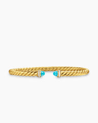 Cablespira® Flex Bracelet in 18K Yellow Gold with Turquoise and Diamonds, 4mm