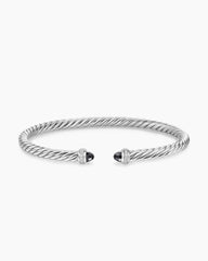 Cable Flex® Bracelet in Sterling Silver with Black Onyx and Diamonds, 4mm