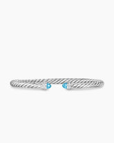 Cable Flex® Bracelet in Sterling Silver with Blue Topaz and Diamonds, 4mm