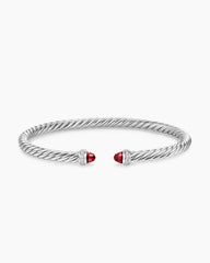 Cable Flex® Bracelet in Sterling Silver with Rhodolite Garnet and Diamonds, 4mm