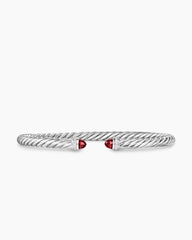 Cable Flex® Bracelet in Sterling Silver with Rhodolite Garnet and Diamonds, 4mm