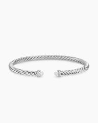 Cable Flex® Bracelet in Sterling Silver with Pearls and Diamonds, 4mm