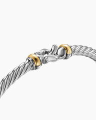 Cable Flex® Buckle Bracelet in Sterling Silver with 14K Yellow Gold, 4mm