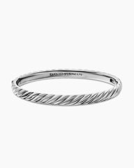 Sculpted Cable Bangle Bracelet in 18K White Gold, 6.2mm