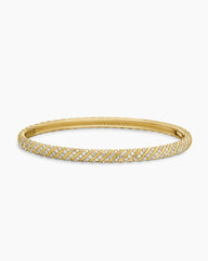 Sculpted Cable Bangle Bracelet in 18K Yellow Gold with Diamonds, 4.6mm