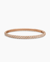 Sculpted Cable Bangle Bracelet in 18K Rose Gold with Diamonds, 4.6mm