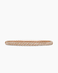 Sculpted Cable Bangle Bracelet in 18K Rose Gold with Diamonds, 4.6mm