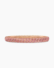Sculpted Cable Bangle Bracelet in 18K Rose Gold with Pink Sapphires, 6.2mm