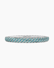 Sculpted Cable Bangle Bracelet in 18K White Gold with Paraiba Tourmalines, 6.2mm