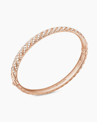 Sculpted Cable Bangle Bracelet in 18K Rose Gold with Diamonds, 6.2mm