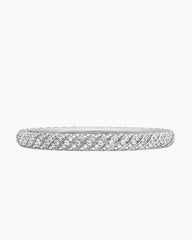 Sculpted Cable Bangle Bracelet in 18K White Gold with Diamonds, 6.2mm