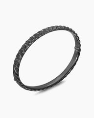 Sculpted Cable Bangle Bracelet in Black Titanium with Black Diamonds, 6mm