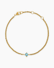 Micro Chatelaine® Chain Bracelet in 18K Yellow Gold with Aquamarine, 4mm