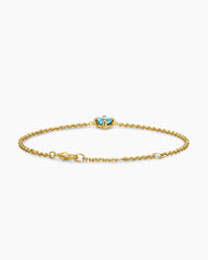 Micro Chatelaine® Chain Bracelet in 18K Yellow Gold with Aquamarine, 4mm