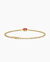 Micro Chatelaine® Chain Bracelet in 18K Yellow Gold with Garnet, 4mm