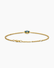 Micro Chatelaine® Chain Bracelet in 18K Yellow Gold with Hampton Blue Topaz, 4mm