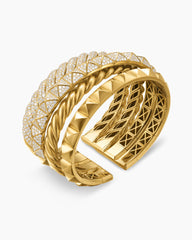 Crossover Trio Multi Row Cuff Bracelet in 18K Yellow Gold with Diamonds, 33mm