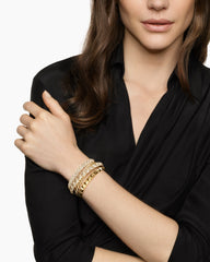 Crossover Trio Multi Row Cuff Bracelet in 18K Yellow Gold with Diamonds, 33mm