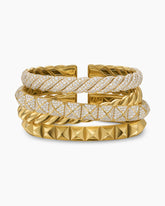 Crossover Trio Multi Row Cuff Bracelet in 18K Yellow Gold with Diamonds, 33mm
