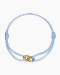 Sculpted Cable Linked Cord Bracelet in Baby Blue Nylon with 18K Yellow Gold, 8.7mm
