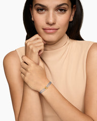 Sculpted Cable Linked Cord Bracelet in Baby Blue Nylon with 18K Yellow Gold, 8.7mm