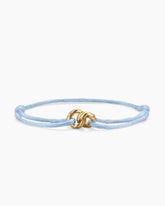 Sculpted Cable Linked Cord Bracelet in Baby Blue Nylon with 18K Yellow Gold, 8.7mm