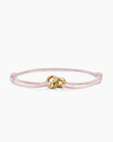 Sculpted Cable Linked Cord Bracelet in Pink Nylon with 18K Yellow Gold, 8.7mm