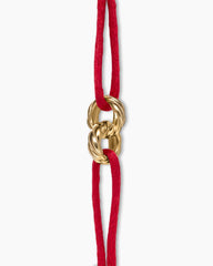 Sculpted Cable Linked Cord Bracelet in Red Nylon with 18K Yellow Gold, 8.7mm